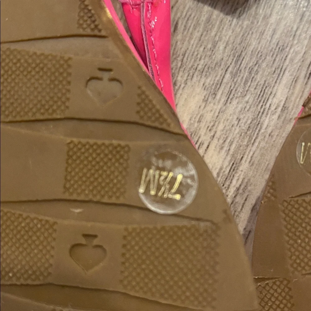 Kate Spade Tracie Flat Sandals Hot Pink Gold Bow Sz 7.5 - Picture 8 of 8